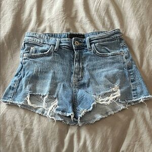 GUESS Frayed Hem Blue Jean Shorts